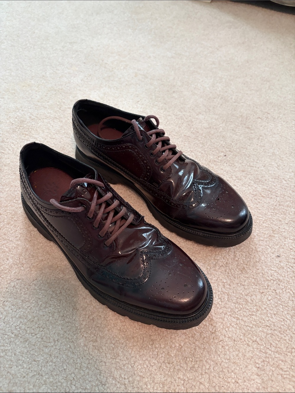 Cole Haan Men's Burgundy Leather Wingtip Oxfords